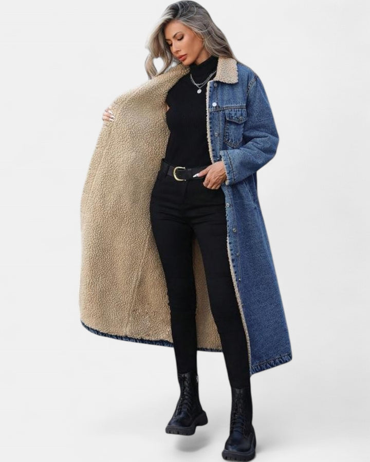 SAMANTHA | Long Fleece Lined Jacket Winter Single Breasted Coat