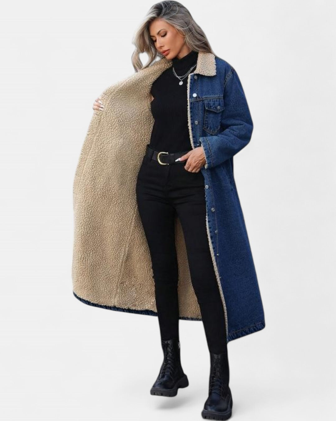 SAMANTHA | Long Fleece Lined Jacket Winter Single Breasted Coat