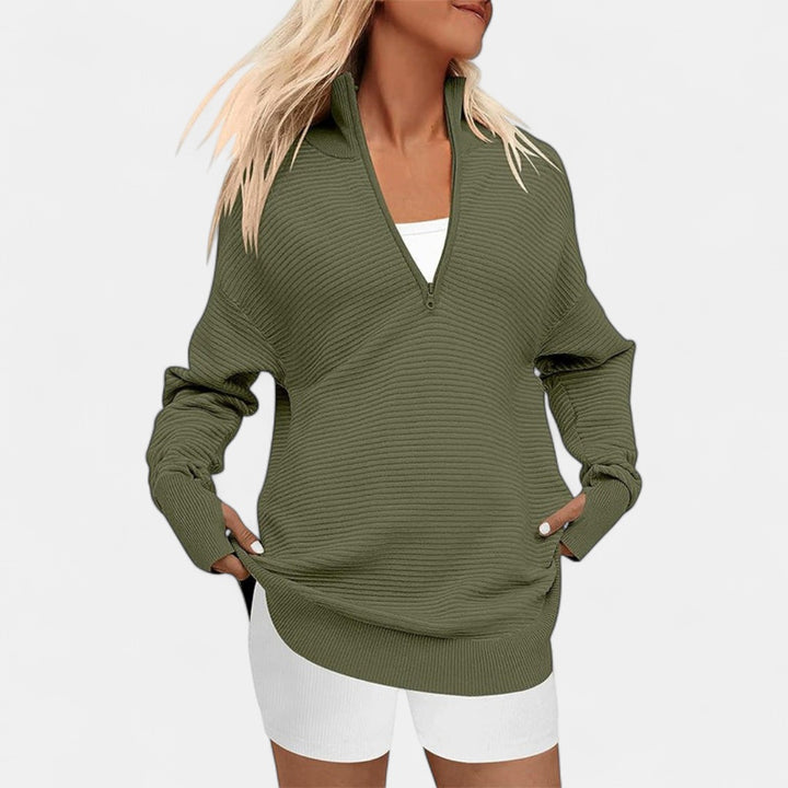 ENNA | Women Quarter Zip Rib Knit Pullover Sweater