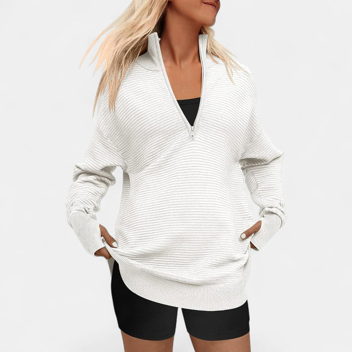 ENNA | Women Quarter Zip Rib Knit Pullover Sweater