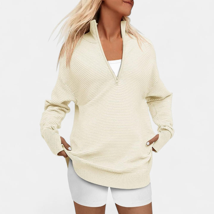 ENNA | Women Quarter Zip Rib Knit Pullover Sweater