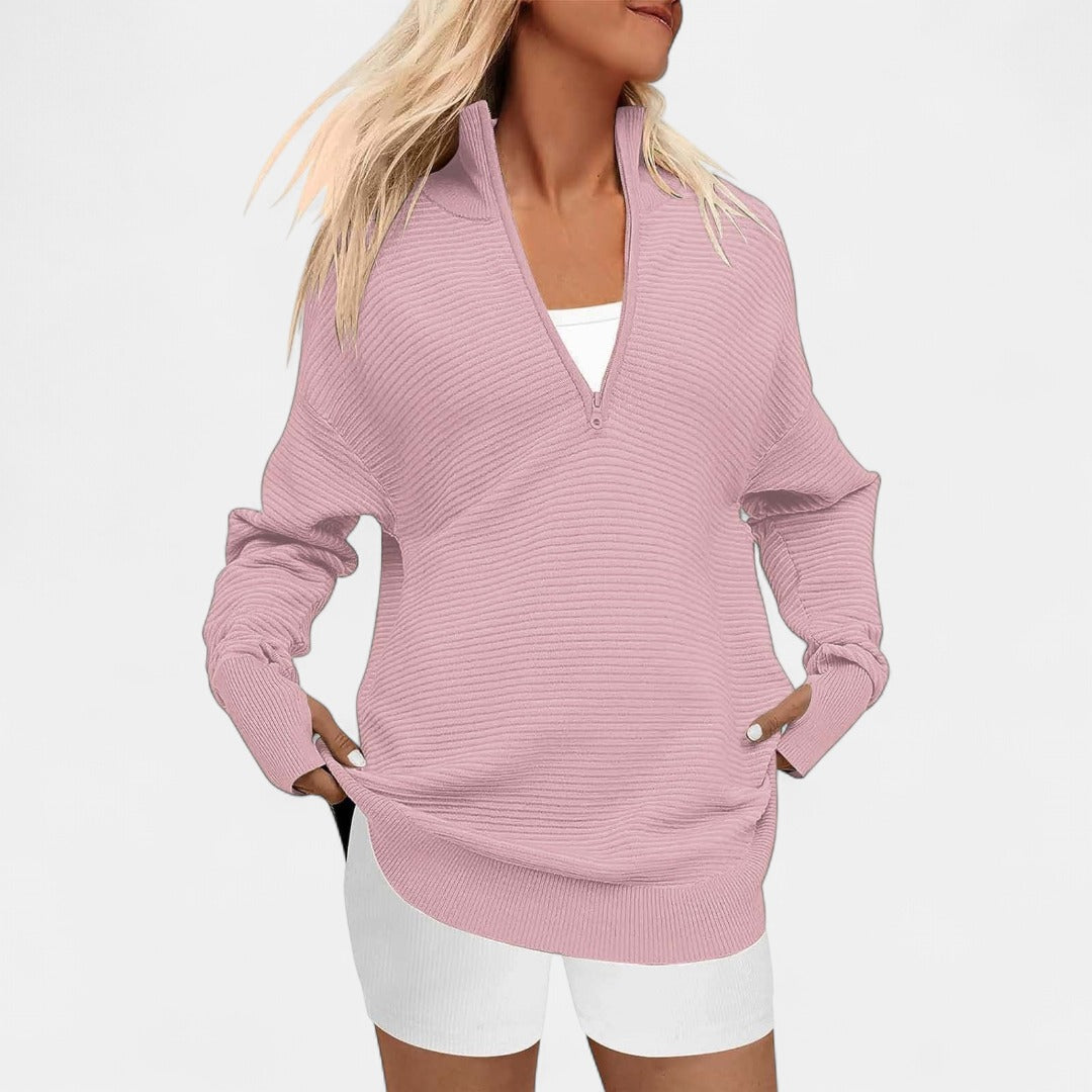 ENNA | Women Quarter Zip Rib Knit Pullover Sweater