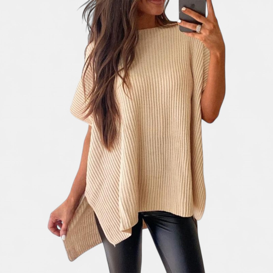 JANINE | Women Quarter Zip Rib Knit Pullover Sweater
