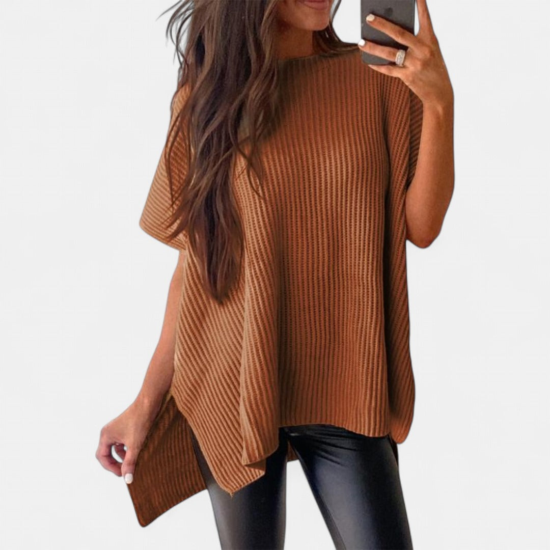 JANINE | Women Quarter Zip Rib Knit Pullover Sweater