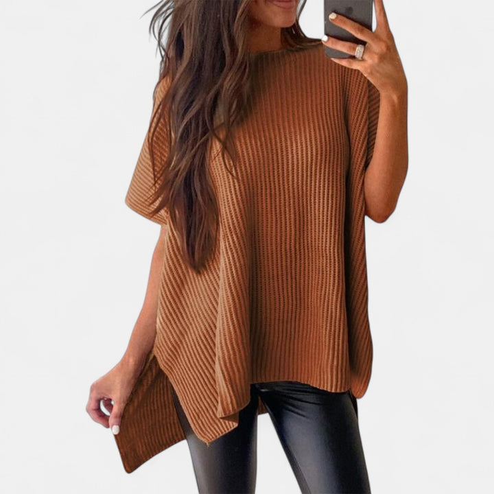 JANINE | Women Quarter Zip Rib Knit Pullover Sweater
