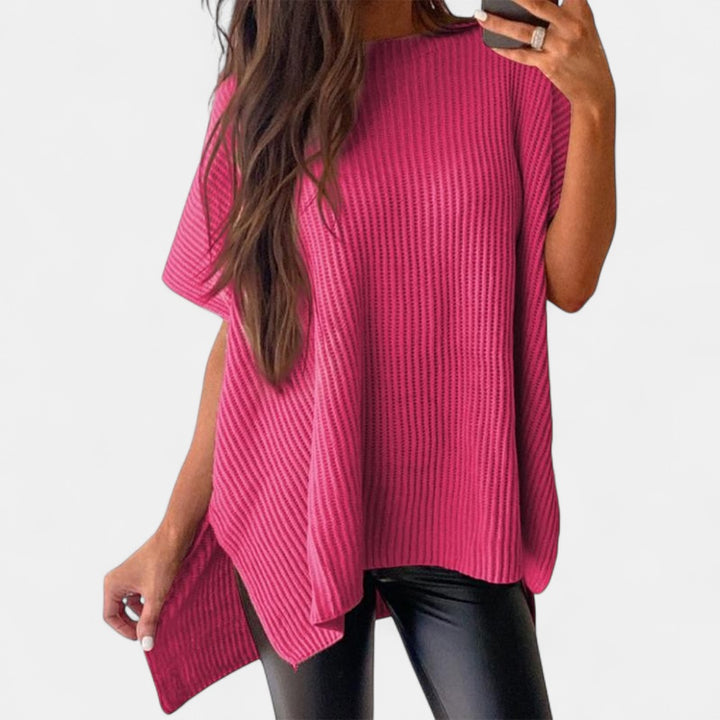 JANINE | Women Quarter Zip Rib Knit Pullover Sweater