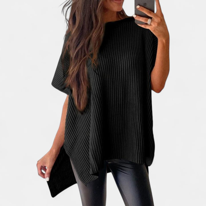 JANINE | Women Quarter Zip Rib Knit Pullover Sweater