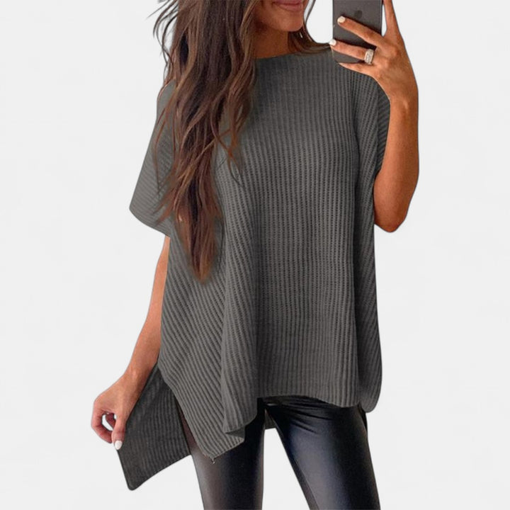 JANINE | Women Quarter Zip Rib Knit Pullover Sweater