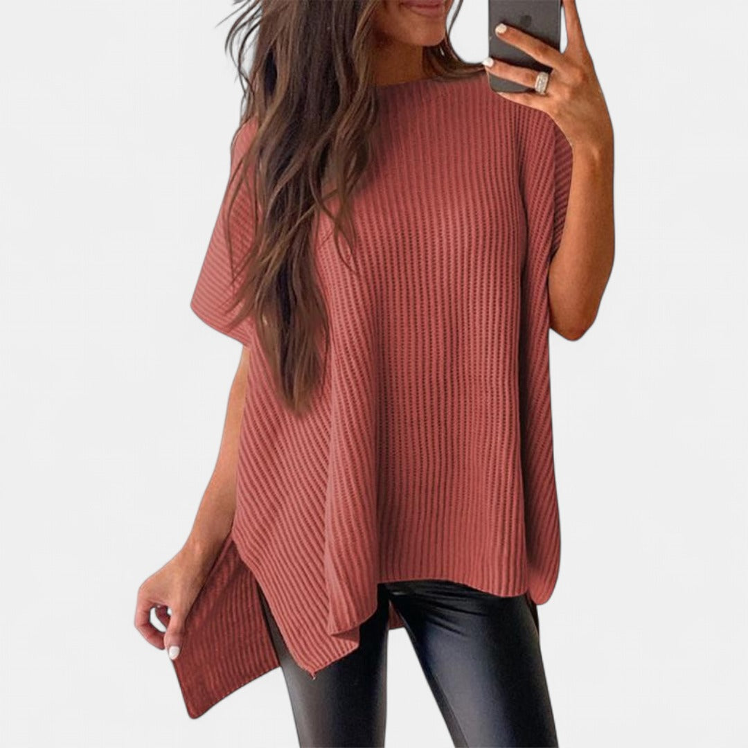 JANINE | Women Quarter Zip Rib Knit Pullover Sweater