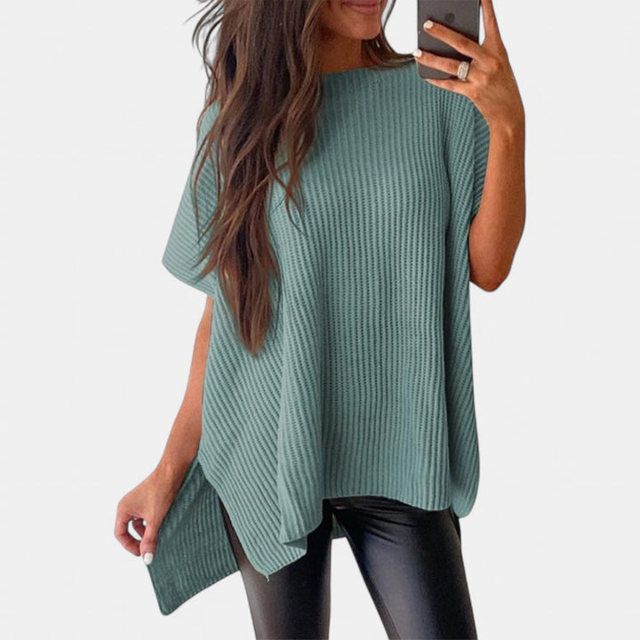 JANINE | Women Quarter Zip Rib Knit Pullover Sweater