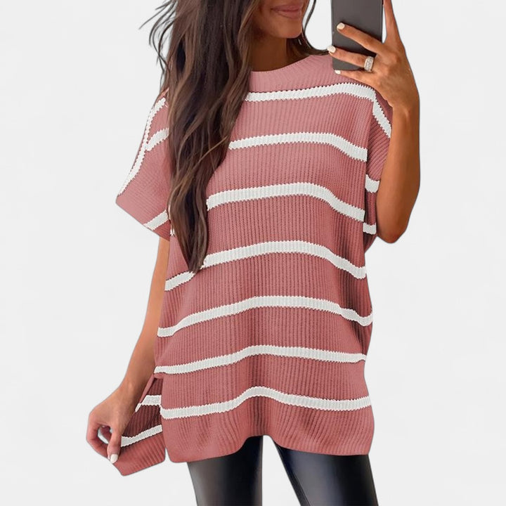 JANINE | Women Quarter Zip Rib Knit Pullover Sweater