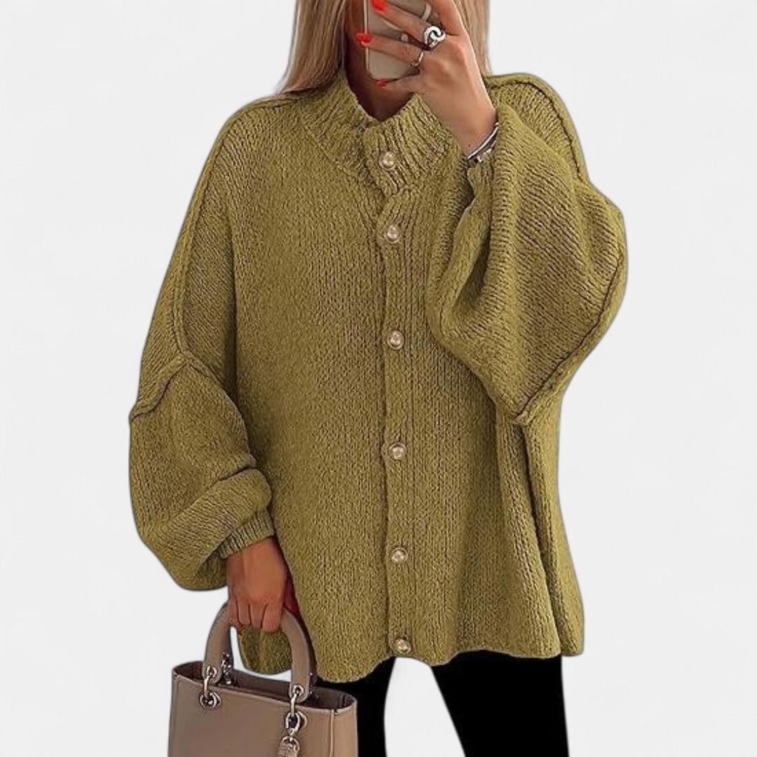 OLIVIA | Women Chunky Knit Button Down Cardigan Jacket