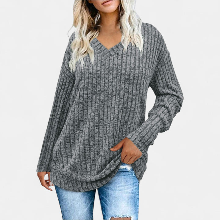 EVELYN | Women V Neck Oversized Lightweight Knit Sweater