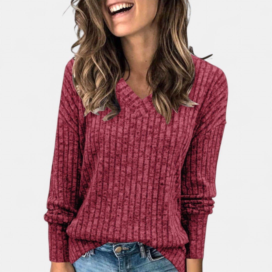 EVELYN | Women V Neck Oversized Lightweight Knit Sweater