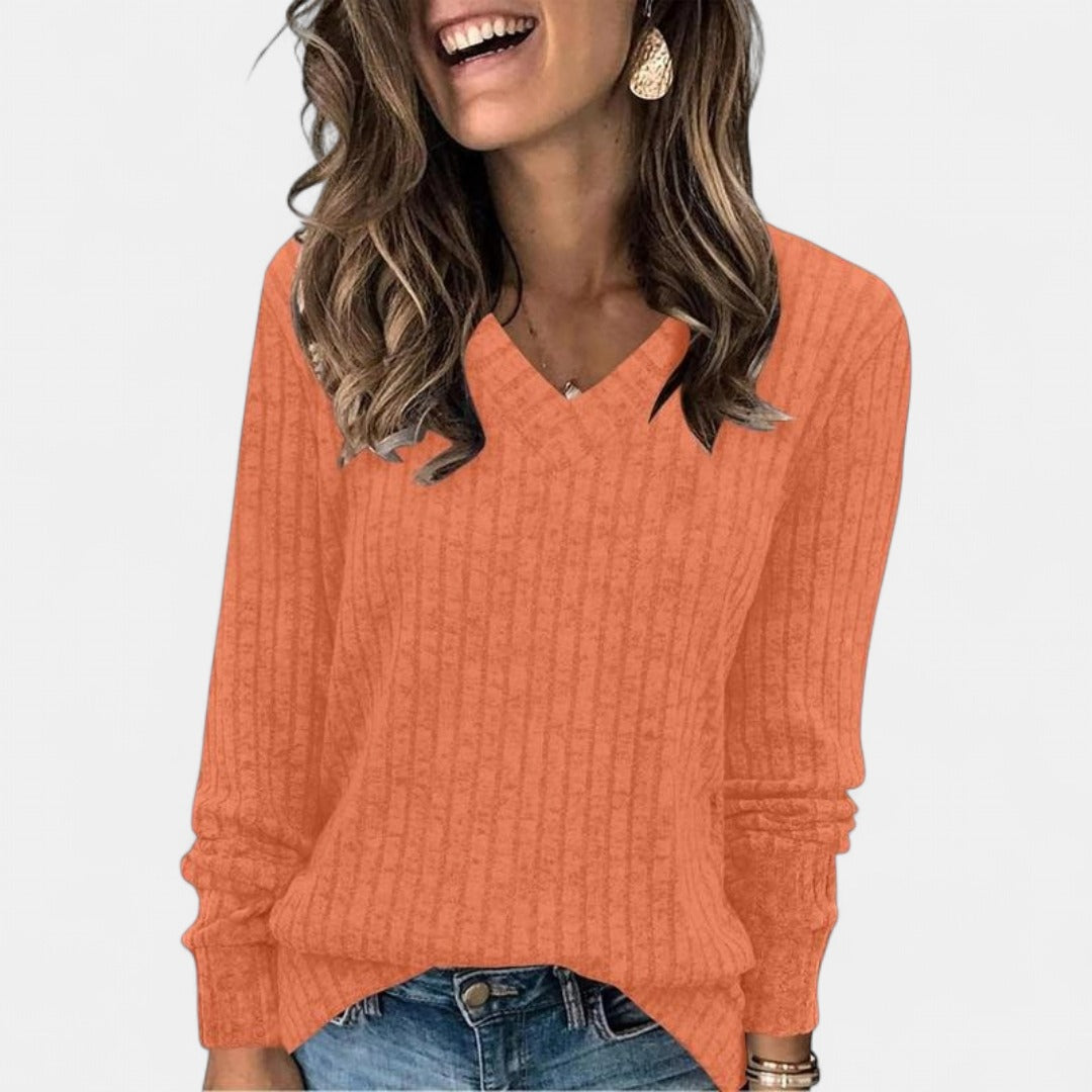 EVELYN | Women V Neck Oversized Lightweight Knit Sweater