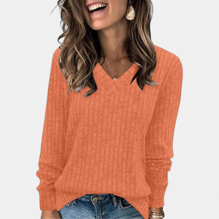 EVELYN | Women V Neck Oversized Lightweight Knit Sweater