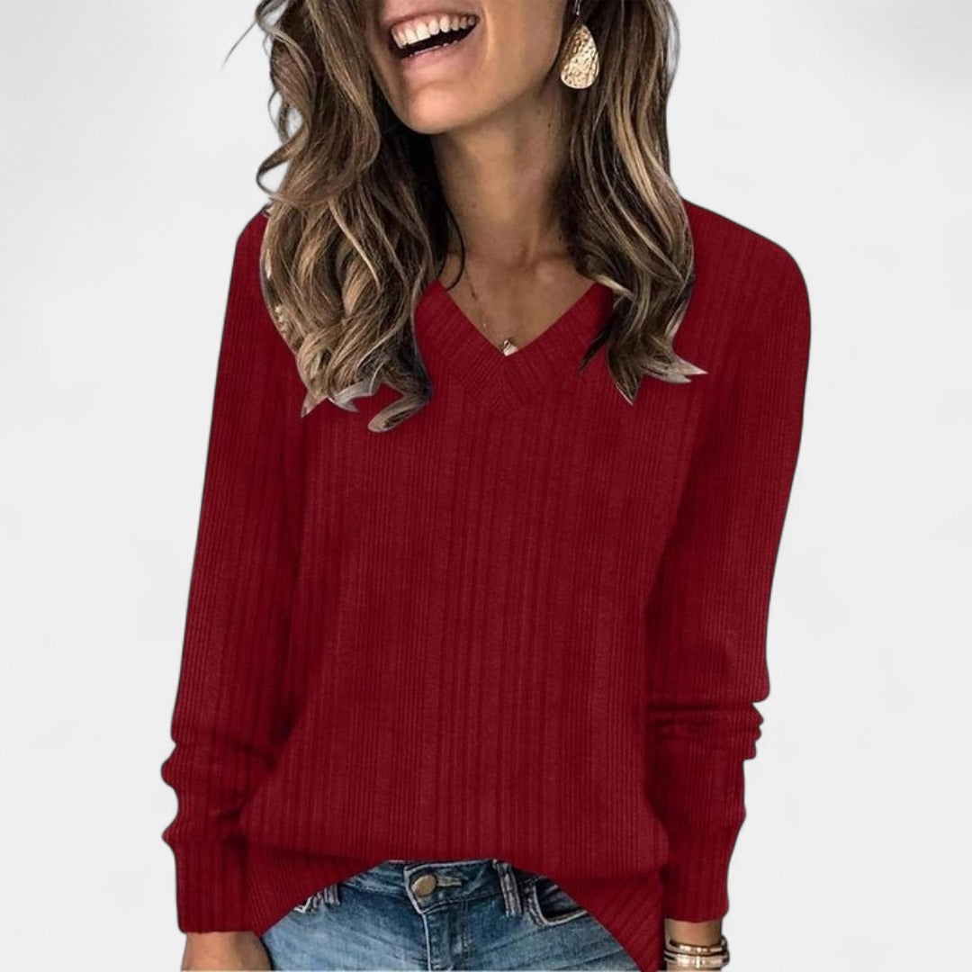 EVELYN | Women V Neck Oversized Lightweight Knit Sweater