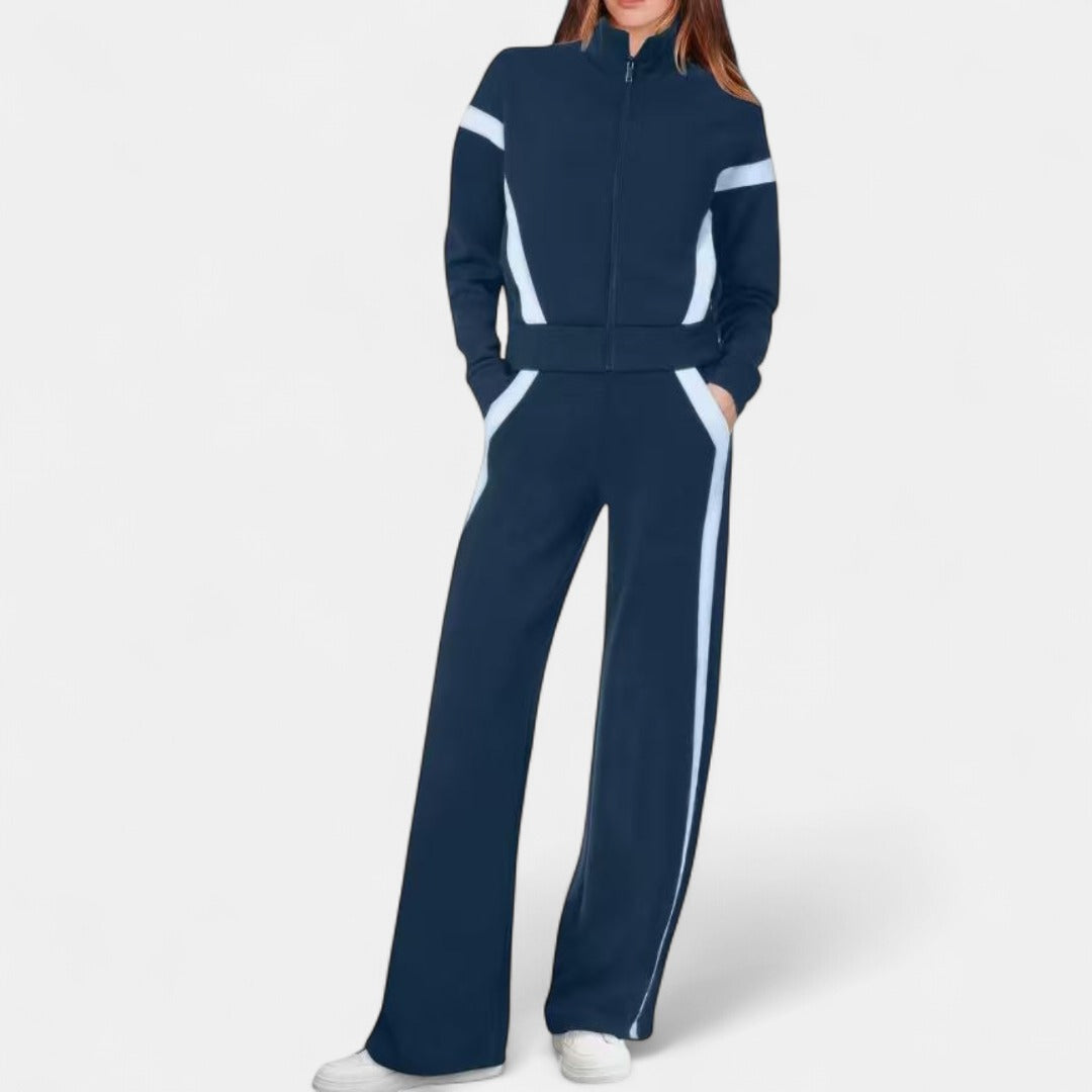 ARIANA | Women’s Sporty Zip Up Sweatsuit & Wide Leg Pants Set