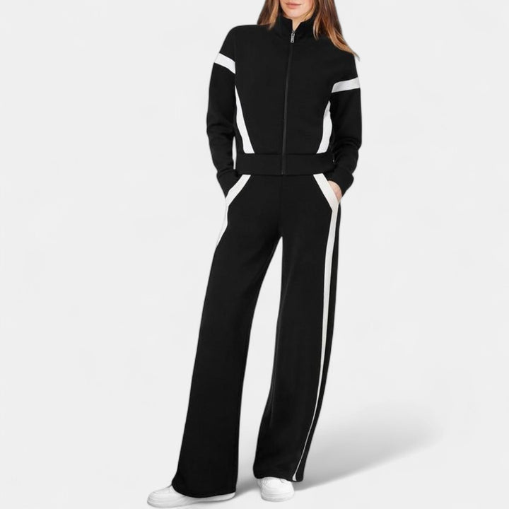 ARIANA | Women’s Sporty Zip Up Sweatsuit & Wide Leg Pants Set