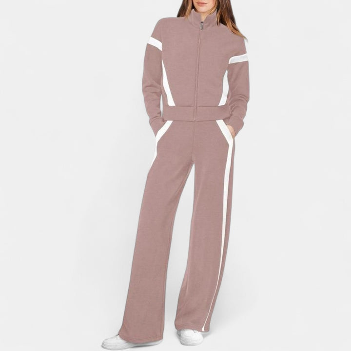 ARIANA | Women’s Sporty Zip Up Sweatsuit & Wide Leg Pants Set