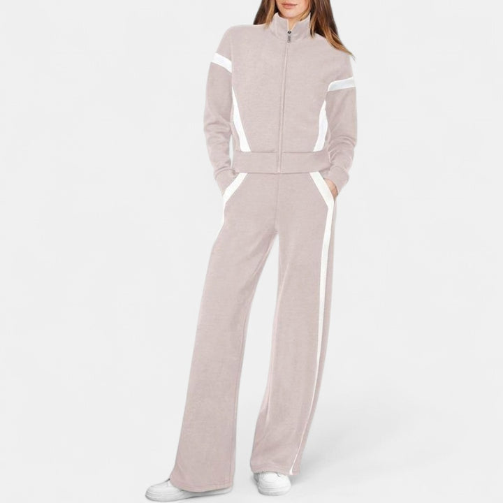 ARIANA | Women’s Sporty Zip Up Sweatsuit & Wide Leg Pants Set