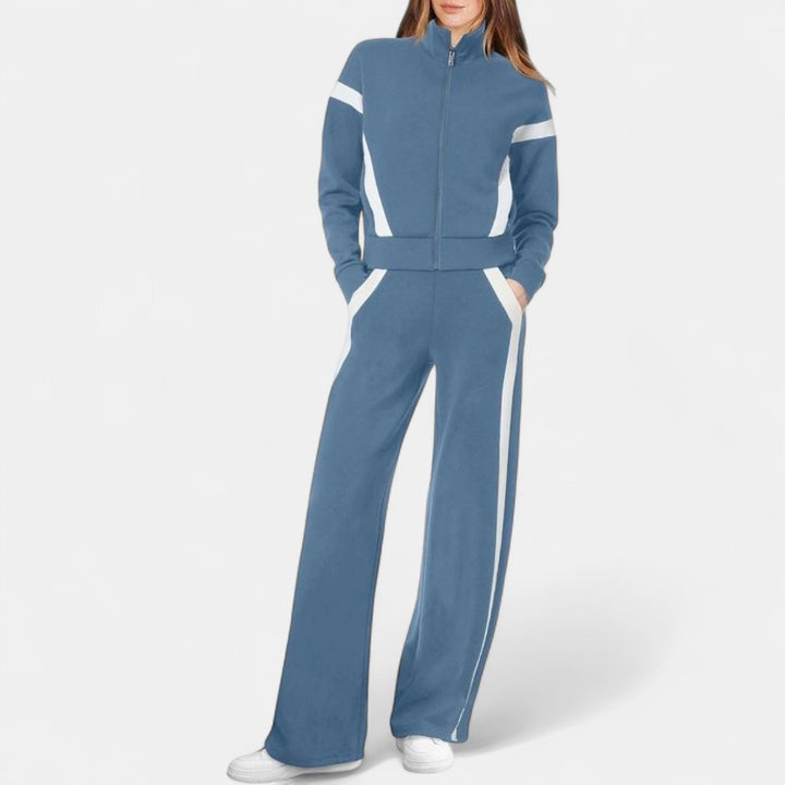 ARIANA | Women’s Sporty Zip Up Sweatsuit & Wide Leg Pants Set