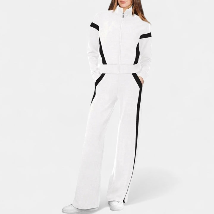ARIANA | Women’s Sporty Zip Up Sweatsuit & Wide Leg Pants Set