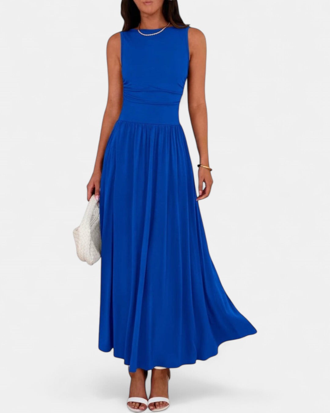 EMMIE- Chic Sleeveless Ruched High-Waisted Maxi Dress