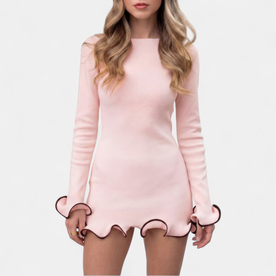 MARGIE | Refined Colourblock Long Sleeve A Line Dress