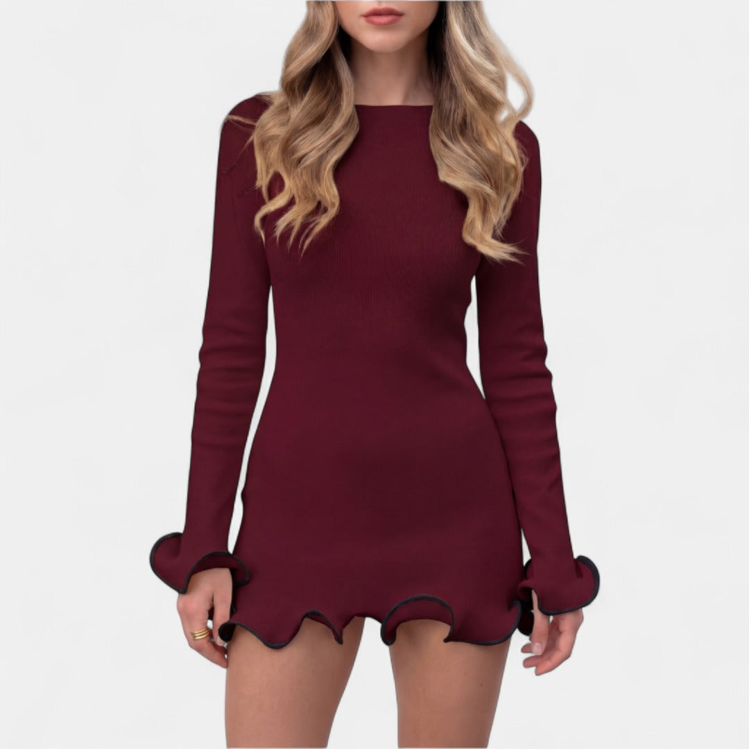MARGIE | Refined Colourblock Long Sleeve A Line Dress