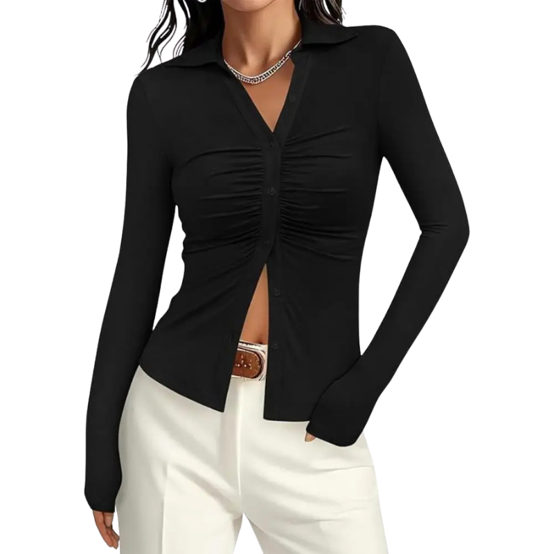 ALIANA™ – Sophisticated Pleated Long Sleeve Top