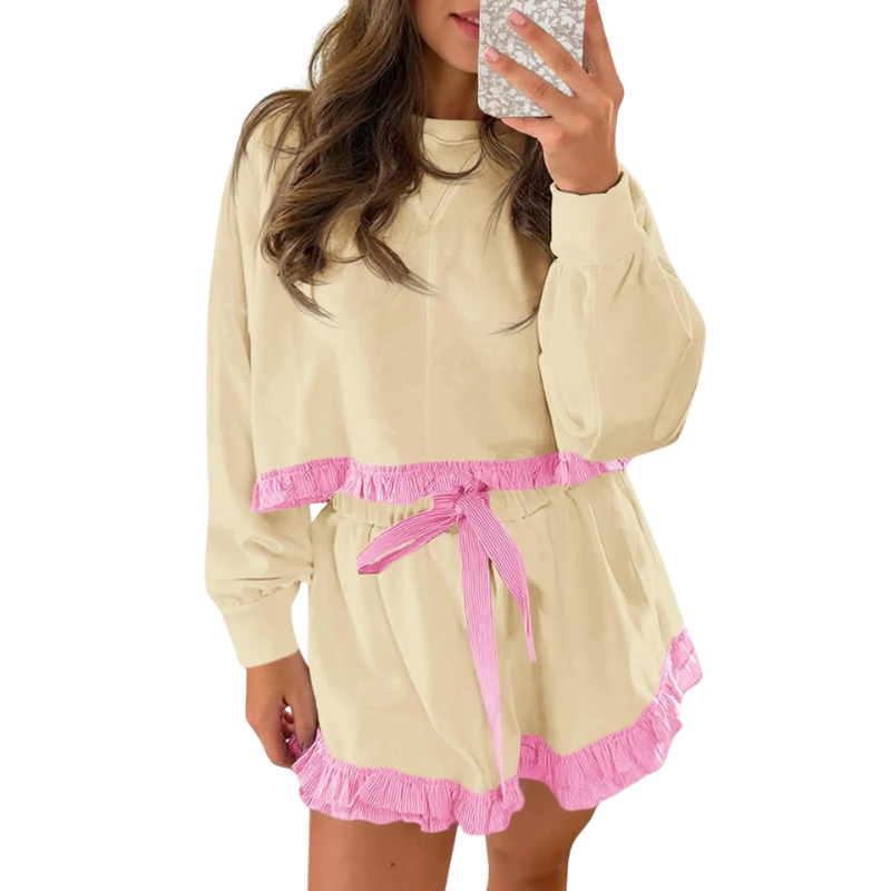 ALAIA™ – Casual Crop Sweatshirt Shorts Outfit