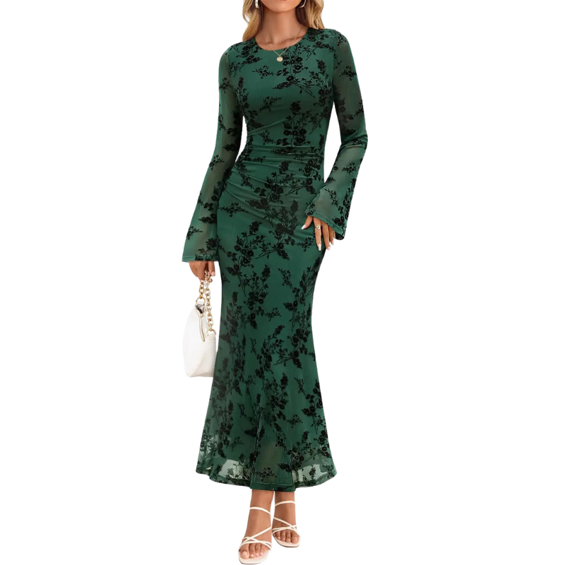 BRANDY™ – Stylish Floral Long Sleeve Maxi Dress