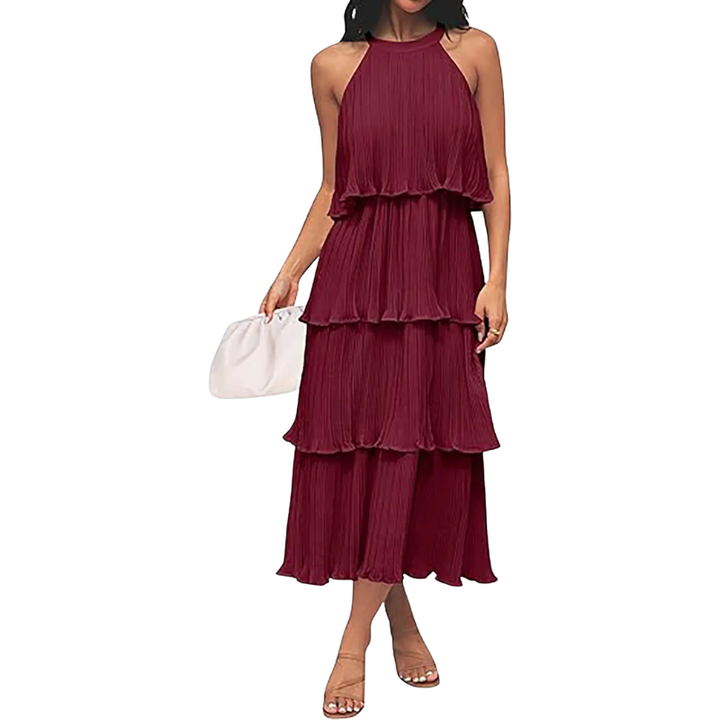 KERRIE™ – Elegant Halter Neck Layered Midi Dress