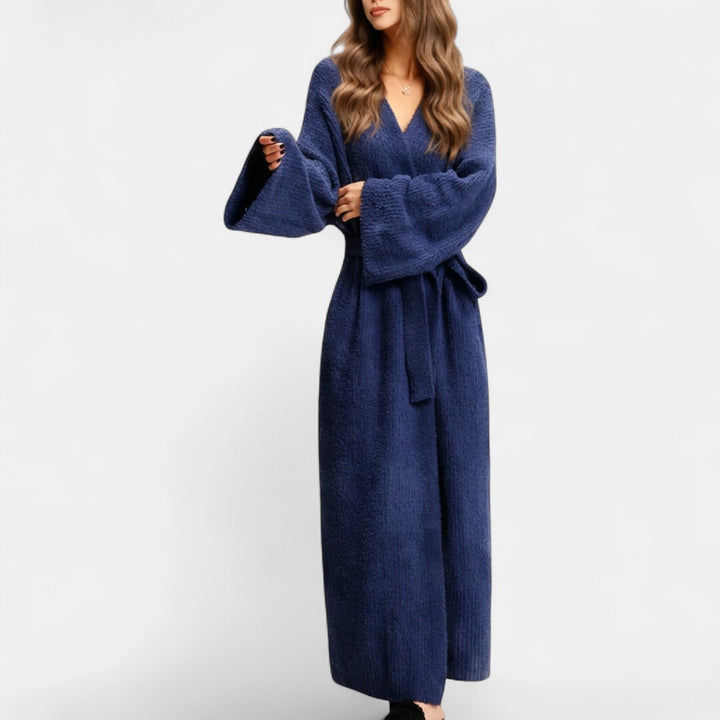THALIA | Comfy Warm Long Ribbed Knit Robe