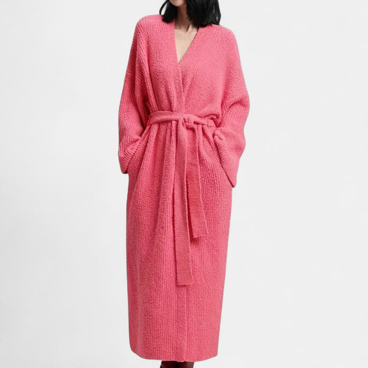 THALIA | Comfy Warm Long Ribbed Knit Robe