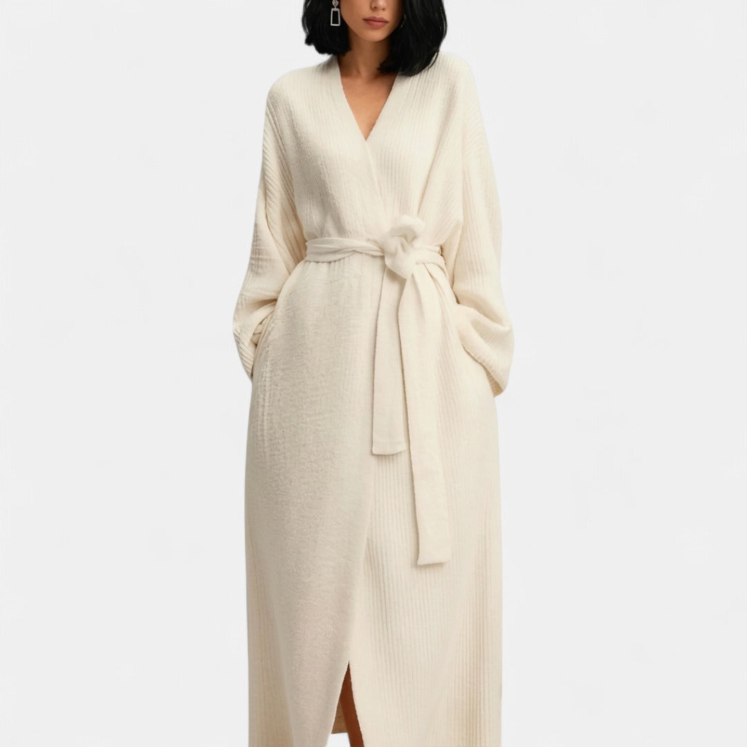 THALIA | Comfy Warm Long Ribbed Knit Robe