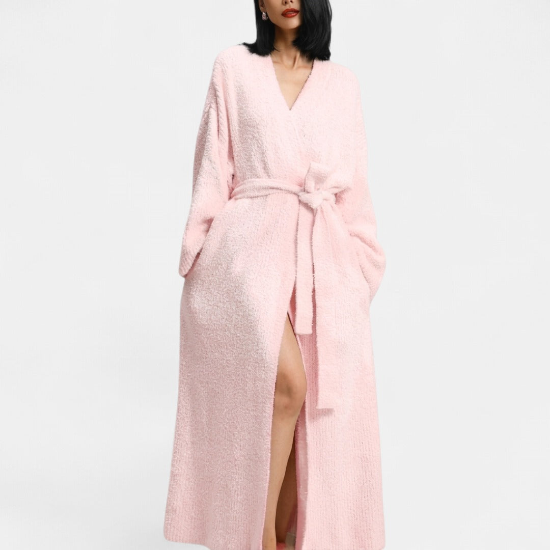 THALIA | Comfy Warm Long Ribbed Knit Robe