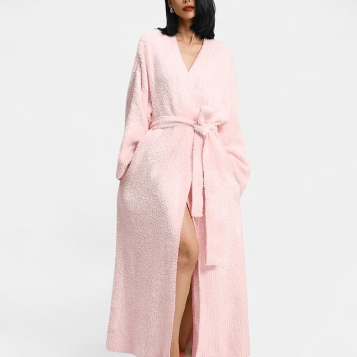 THALIA | Comfy Warm Long Ribbed Knit Robe