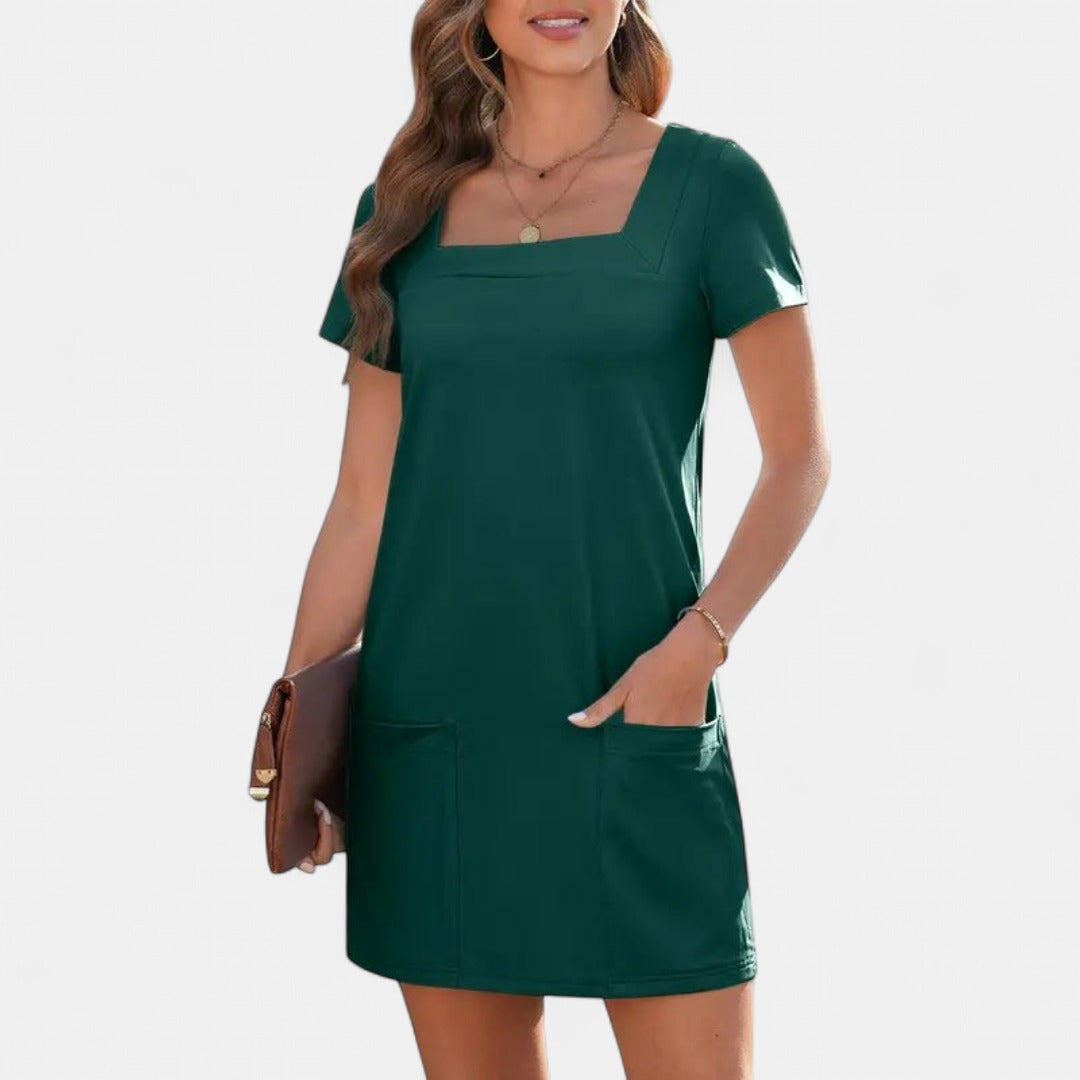 SUSAN | Minimalist Square Neck Mini Dress