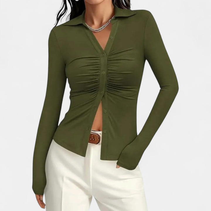 ALIANA | Sophisticated Pleated Long Sleeve Top