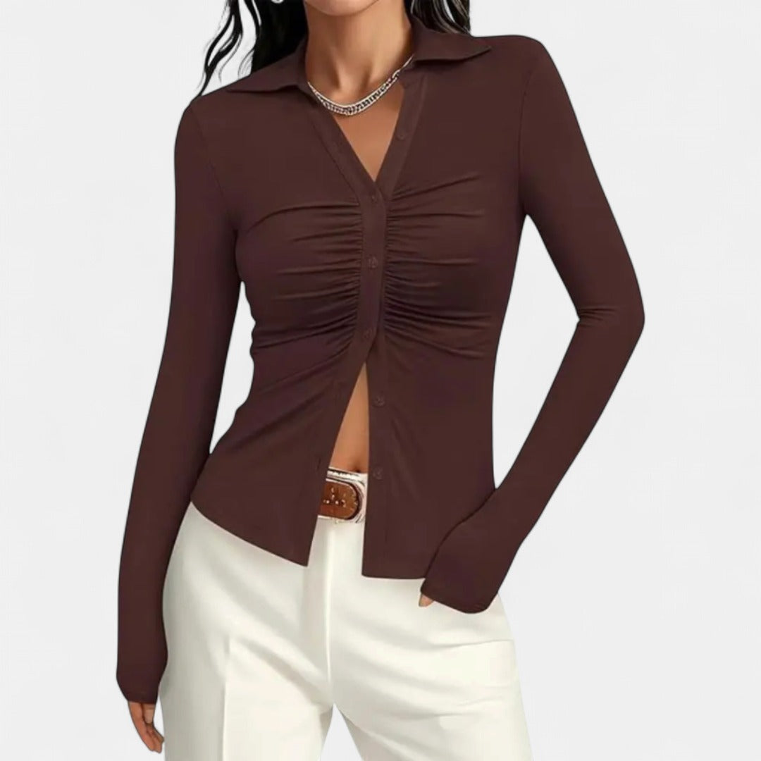 ALIANA | Sophisticated Pleated Long Sleeve Top