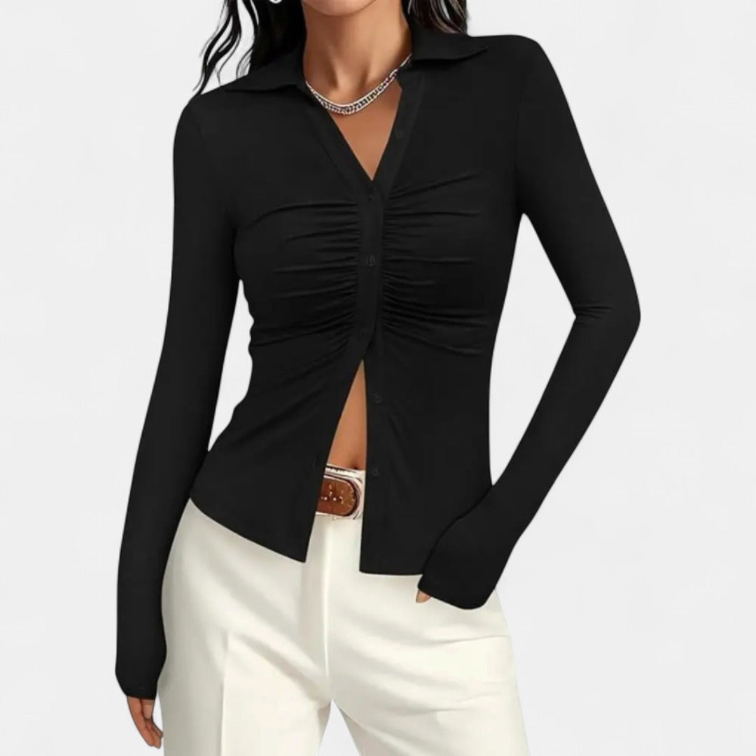 ALIANA | Sophisticated Pleated Long Sleeve Top