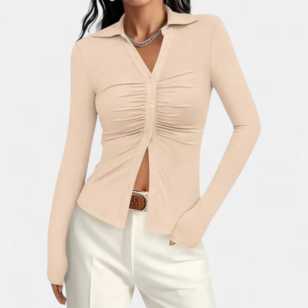ALIANA | Sophisticated Pleated Long Sleeve Top