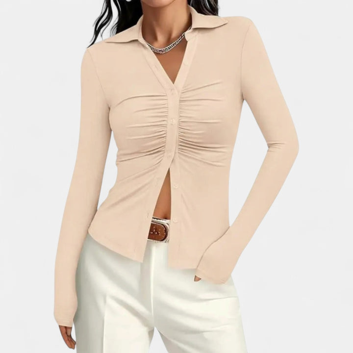 ALIANA | Sophisticated Pleated Long Sleeve Top