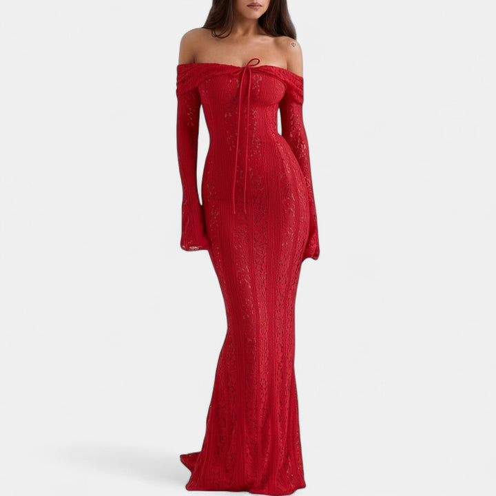 JODY | Elegant Off-Shoulder Lace Contrast Dress