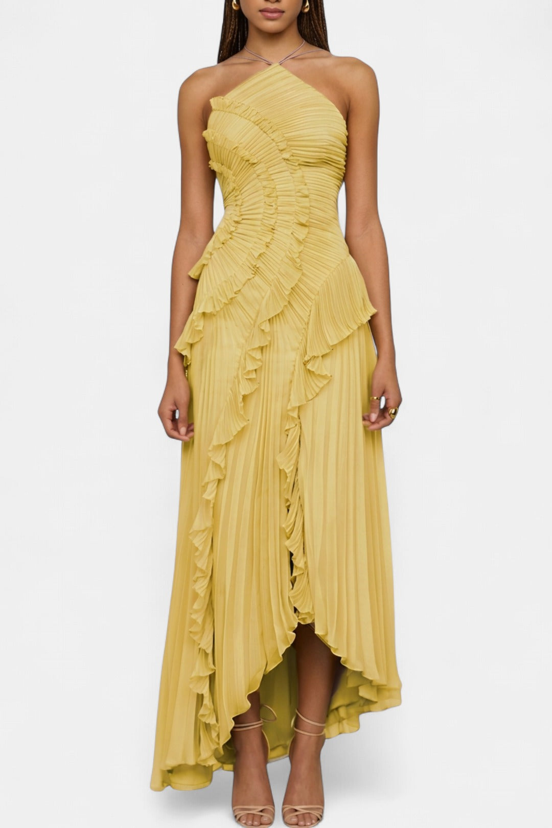 AMY | Sexy Ruffle Halter A-Line Dress