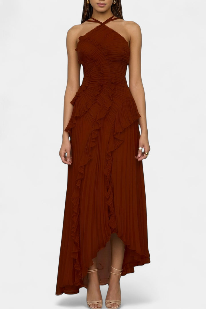 AMY | Sexy Ruffle Halter A-Line Dress
