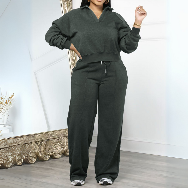 WILA™ - Casual Long Sleeve Sweatshirt and Drawstring Pants Set