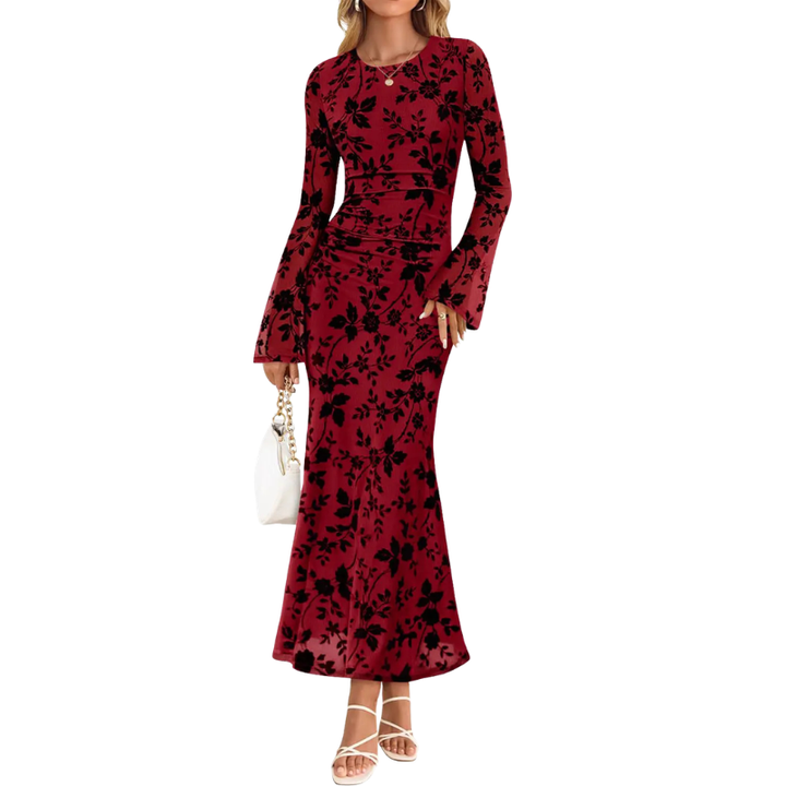 BRANDY™ – Stylish Floral Long Sleeve Maxi Dress